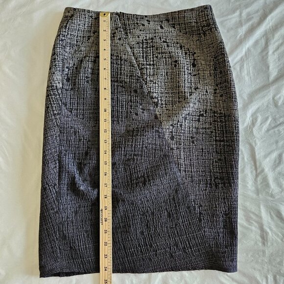 Les Copains Skirt L Knee Length Front Fold Grey Textured Lined Circle Sz EUR 42 - Picture 13 of 14